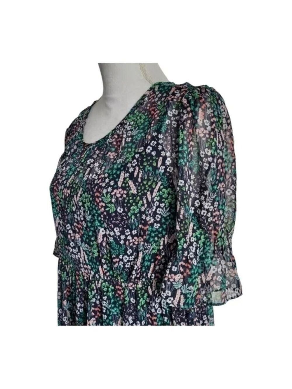 Tommy Hilfiger Floral Puff-Sleeve Midi Dress Size 14 - Picture 6 of 9